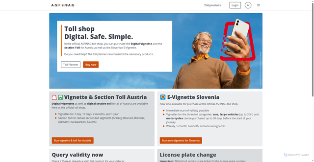 Security scan screenshot of https://shop.asfinag.at