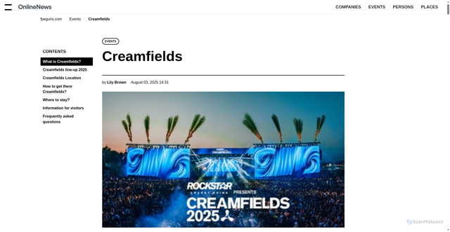 Security scan screenshot of https://fpeguns.com/best/events/creamfields/