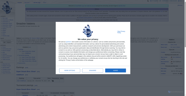 Security scan screenshot of https://www.ssbwiki.com/Smasher:Valdens