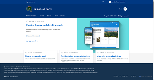 Security scan screenshot of https://www.comune.parre.bg.it/