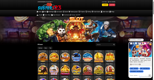 Security scan screenshot of https://santunsuster123ndx.xyz/desktop/game/slot/vpower