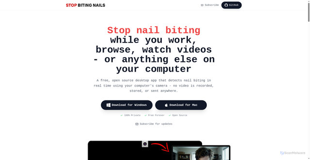 Security scan screenshot of http://stopbitingnails.app/