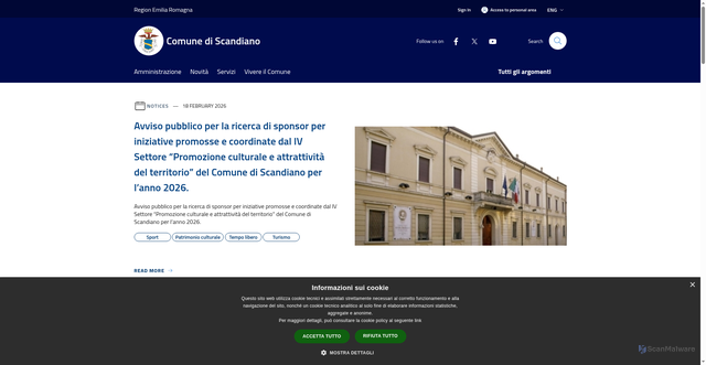 Security scan screenshot of https://www.comune.scandiano.re.it