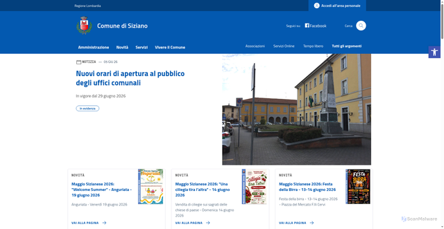 Security scan screenshot of https://www.comune.siziano.pv.it