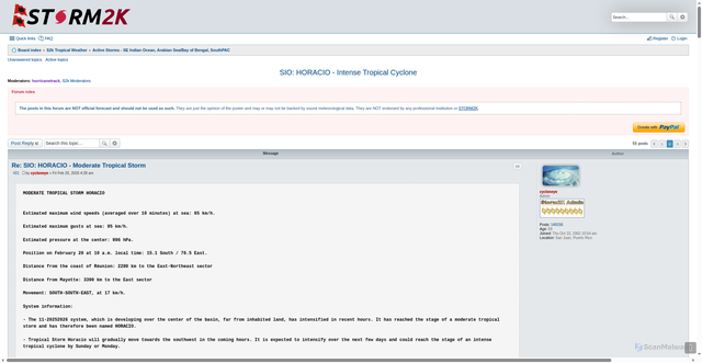 Security scan screenshot of https://www.storm2k.org/phpbb2/viewtopic.php?f=77&p=3156134