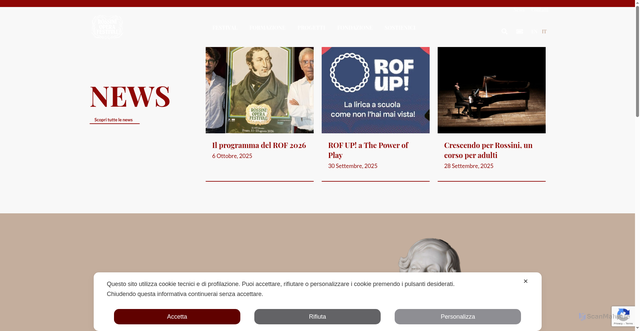 Security scan screenshot of https://www.rossinioperafestival.it/