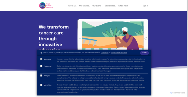 Security scan screenshot of https://www.guyscanceracademy.co.uk