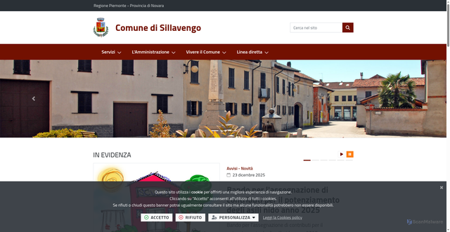 Security scan screenshot of https://www.comune.sillavengo.no.it/it-it/home