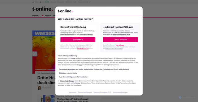 Security scan screenshot of https://email.t-online.de