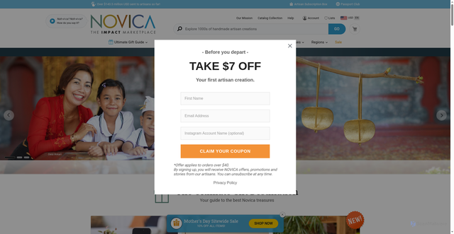 Security scan screenshot of https://www.novica.com