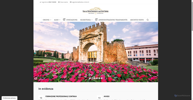 Security scan screenshot of https://www.odcec.rimini.it