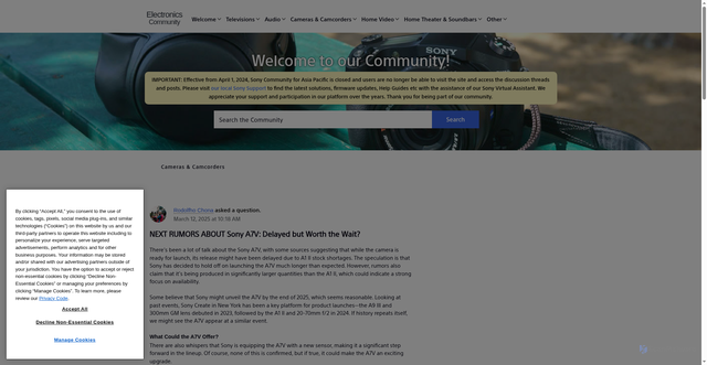 Security scan screenshot of https://ca.community.sony.com/s/question/0D5Dp00002LnDNbKAN/next-rumors-about-sony-a7v-delayed-but-worth-the-wait?language=en_US