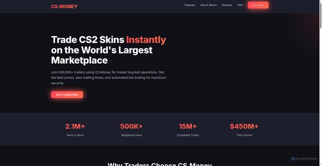 Security scan screenshot of https://csmoneys.at/