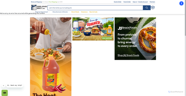 Security scan screenshot of https://magento.foodservicedirect.com