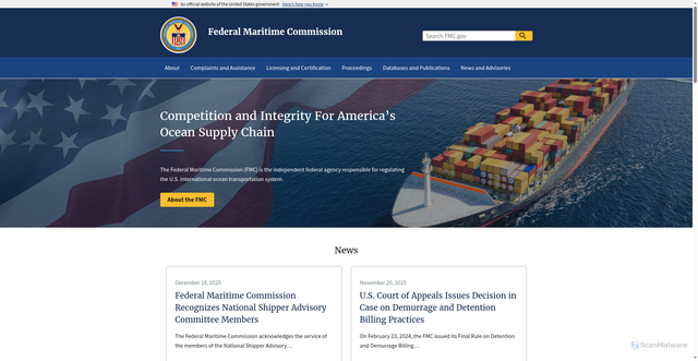 Security scan screenshot of https://www.fmc.gov/
