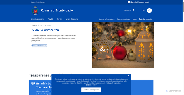 Security scan screenshot of https://comune.monterenzio.bologna.it/