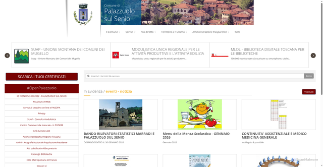 Security scan screenshot of https://www.comune.palazzuolo-sul-senio.fi.it/