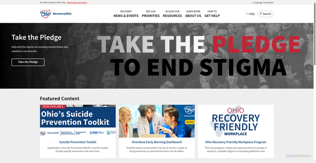 Security scan screenshot of https://recoveryohio.gov/