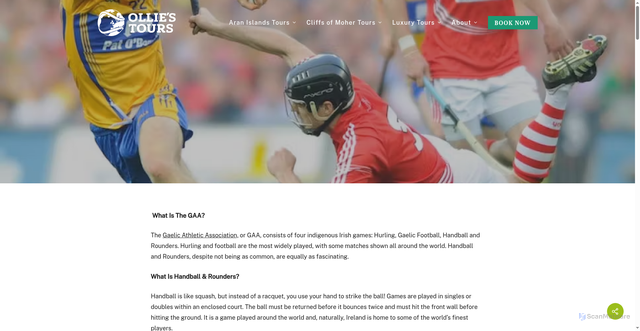 Security scan screenshot of https://olliestours.com/gaa-101-your-guide-to-understanding-irish-sports/