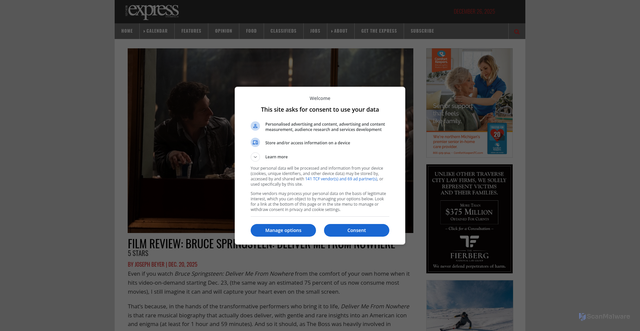 Security scan screenshot of https://www.northernexpress.com/news/feature/film-review-bruce-springsteen-deliver-me-from-nowhere/