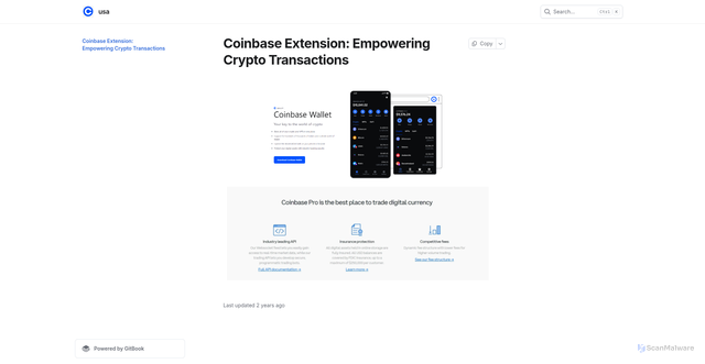 Security scan screenshot of https://coiinbahseexxtension.gitbook.io/usa/