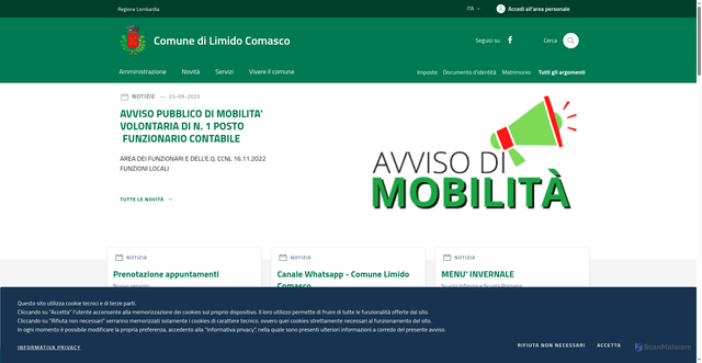 Security scan screenshot of https://www.comune.limidocomasco.co.it/