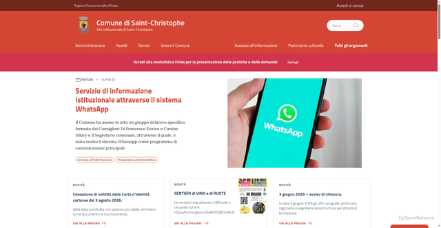 Security scan screenshot of https://www.comune.saint-christophe.ao.it
