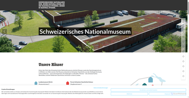 Security scan screenshot of https://www.nationalmuseum.ch/de