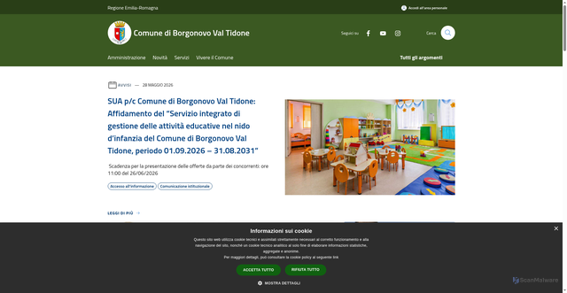 Security scan screenshot of https://www.comune.borgonovo.pc.it