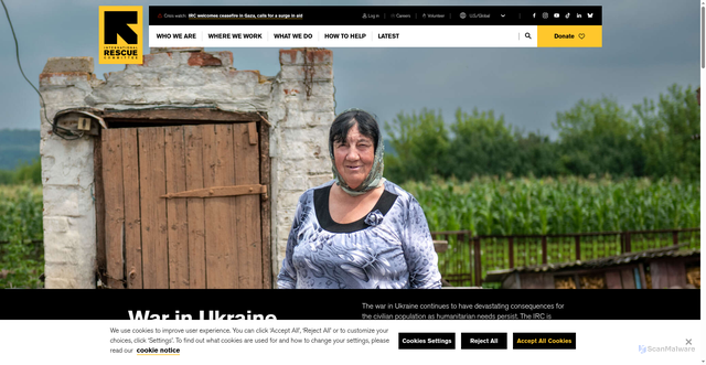 Security scan screenshot of https://www.rescue.org/topic/war-ukraine