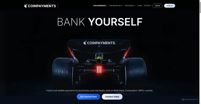 Security scan screenshot of https://www.coinpayments.net/