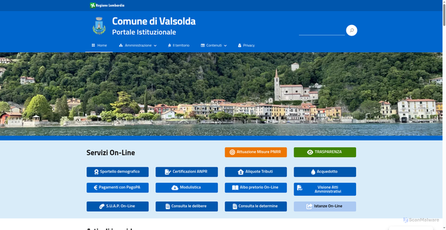 Security scan screenshot of https://www.comune.valsolda.co.it/