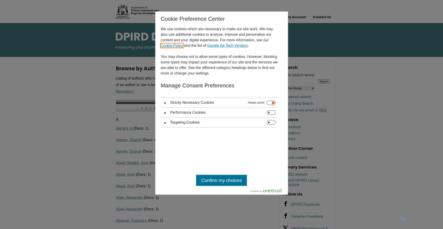 Security scan screenshot of https://library.dpird.wa.gov.au/authors.html