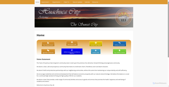 Security scan screenshot of https://huachucacityaz.gov/