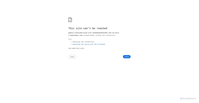 Security scan screenshot of https://public-ethos102-prod-irl1-f2a8ab18151fc561.elb.eu-west-1.amazonaws.com