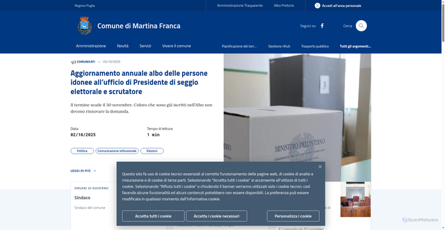 Security scan screenshot of https://www.comune.martinafranca.ta.it/