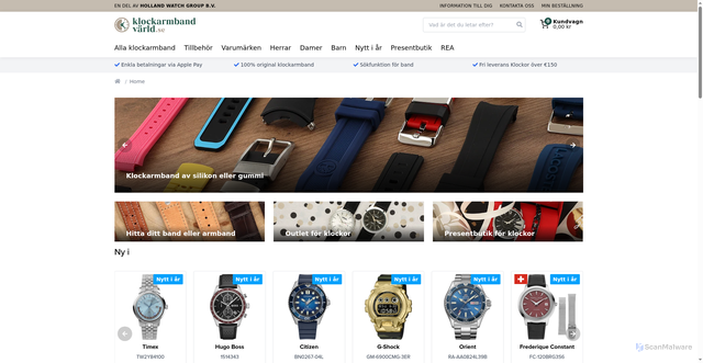 Security scan screenshot of https://klockarmbandvarld.se