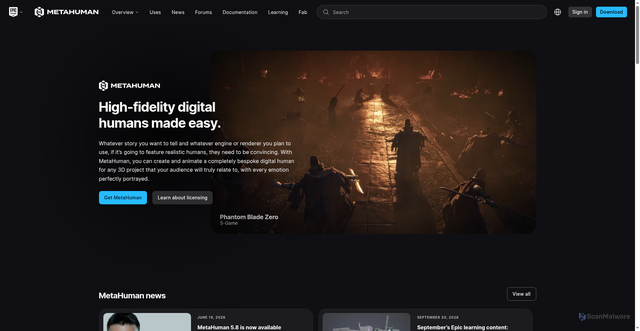 Security scan screenshot of https://metahuman.com