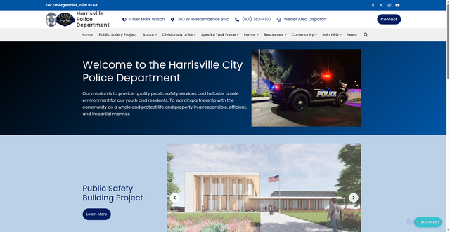 Security scan screenshot of https://harrisvillepolice.com/