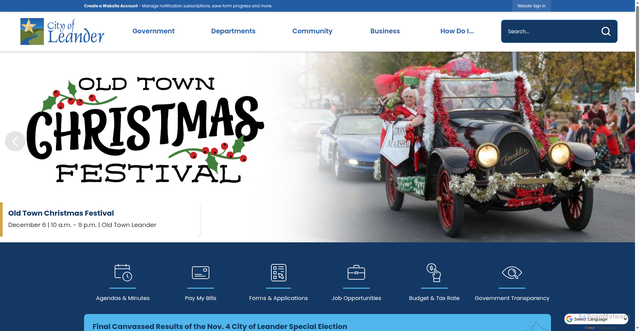 Security scan screenshot of https://www.leandertx.gov/