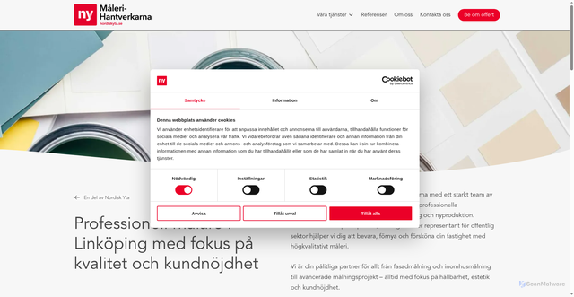Security scan screenshot of https://www.malerihantverkarna.se/