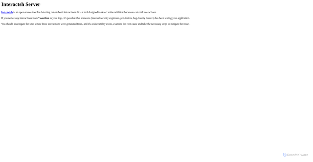 Security scan screenshot of https://oast.fun