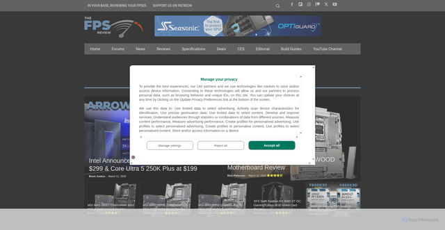 Security scan screenshot of https://thefpsreview.com