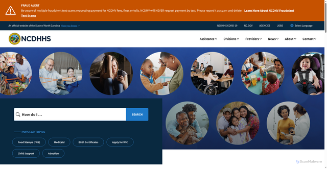 Security scan screenshot of https://www.ncdhhs.gov/