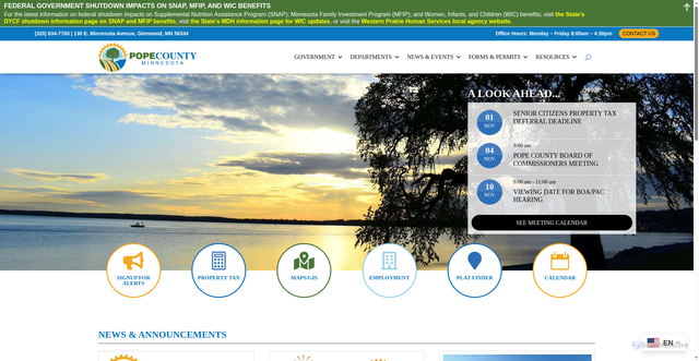 Security scan screenshot of https://popecountymn.gov/