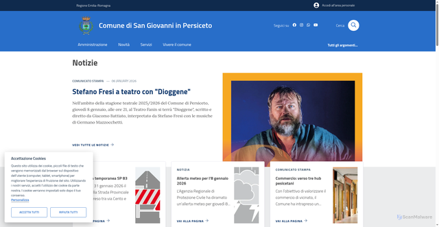 Security scan screenshot of https://www.comune.sangiovanniinpersiceto.bo.it/