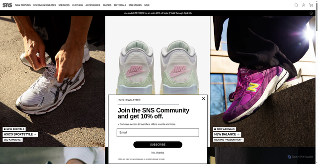 Security scan screenshot of https://sneakersnstuff.com