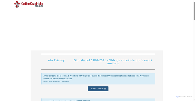 Security scan screenshot of https://www.ordineostetrichebrindisi.it/