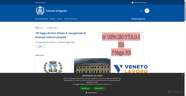 Security scan screenshot of https://www.comune.agordo.bl.it