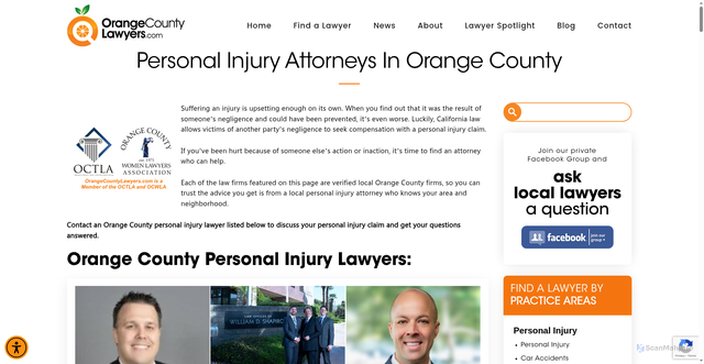 Security scan screenshot of https://www.orangecountylawyers.com/personal-injury-attorneys/